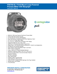 Thumbnail of document Manual - PD6700 Vantageview NEMA 4X Loop-Powered Process & Level Meter